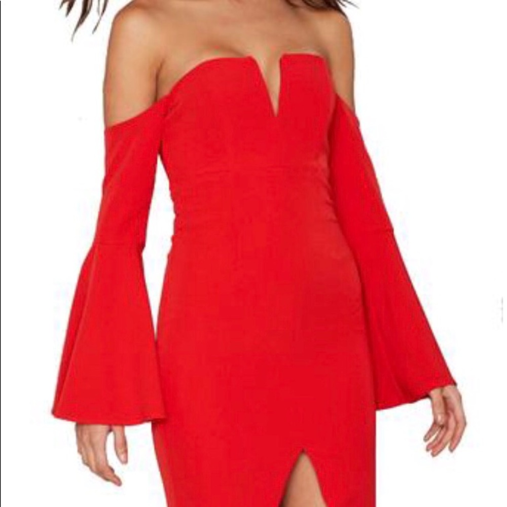 Bardot Heat Wave Off Shoulder Midi Dress